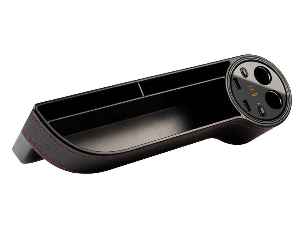DrivePocket Pro – Ülésközi tároló USB töltővel és pohártartóval